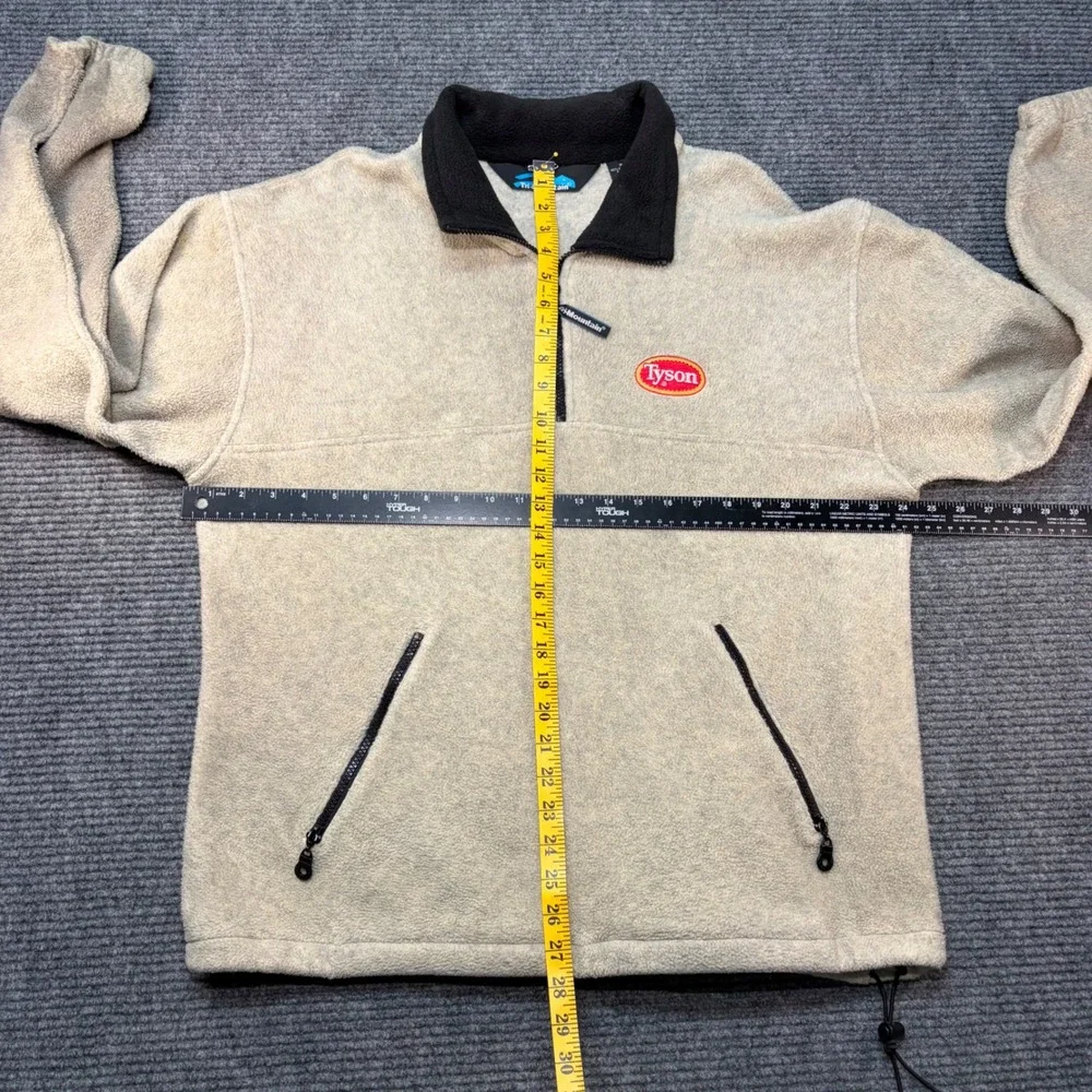 Tri-Mountain Mens Tyson Foods Fleece Quarter Zip Pullover Oatmeal Tan Medium